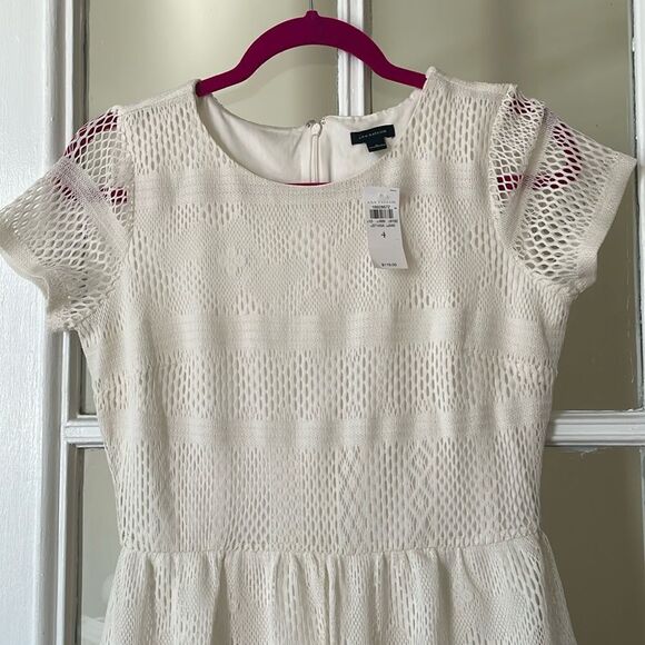 Beautiful Ann Taylor lace eyelet white skater women’s mini dress NWT size 4 - Picture 15 of 16